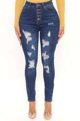 Lots Of Love Stretch Skinny Jeans - Dark Wash Ins Street